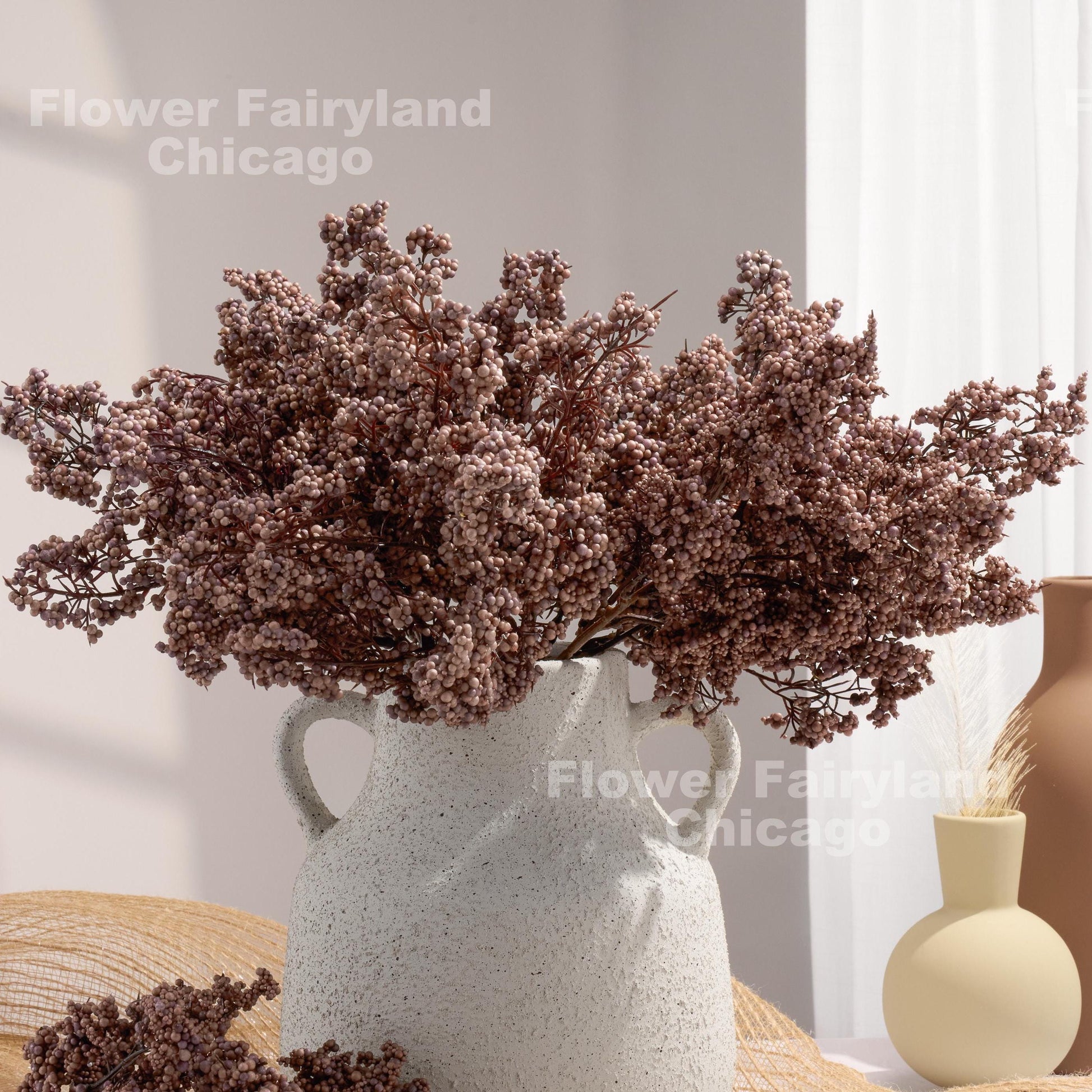 Purplish brown faux mini berries stem