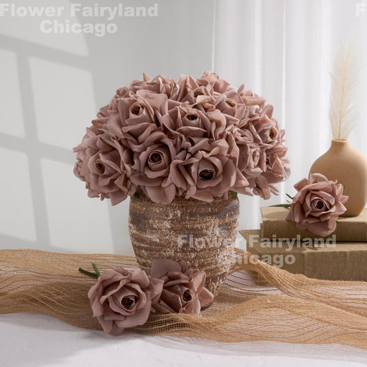 Light mocha real touch rose bouquet