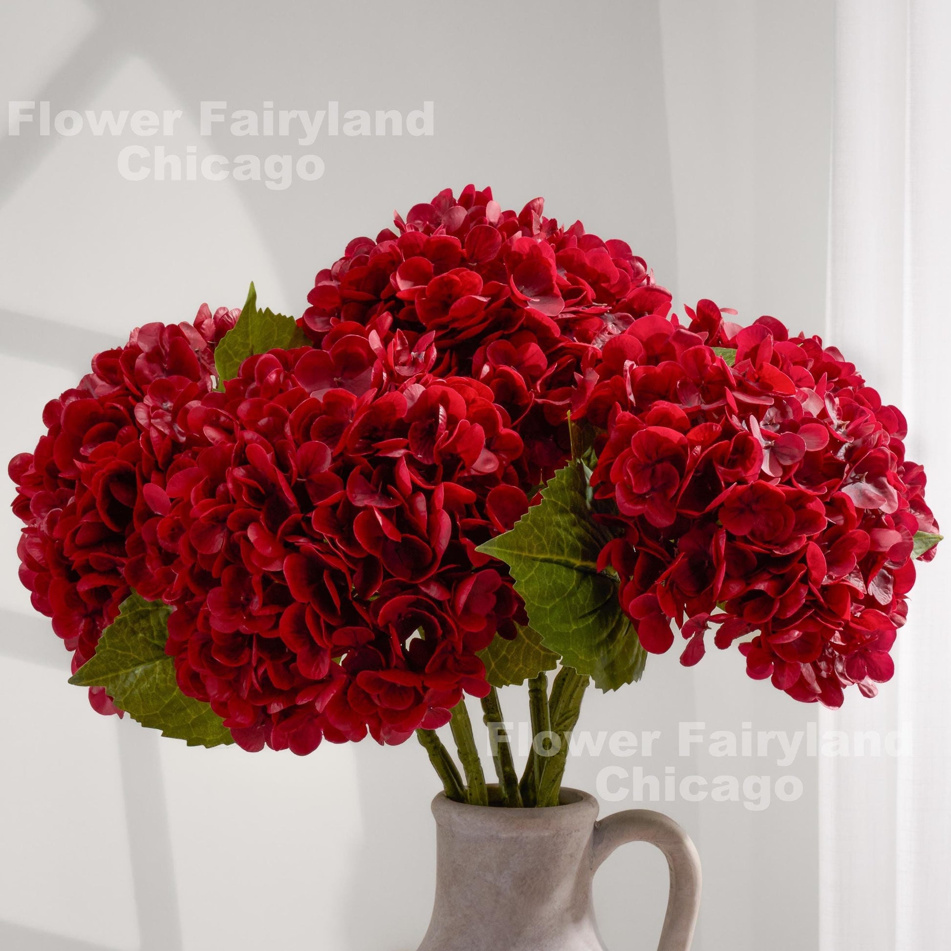 Deep red real touch hydrangea stem