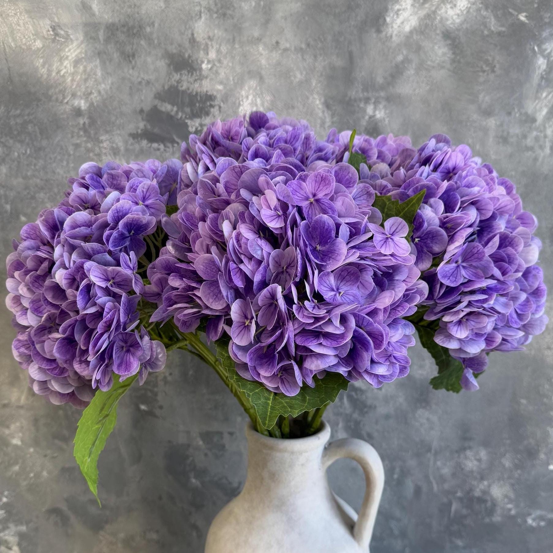 Electric purple real touch hydrangea stem