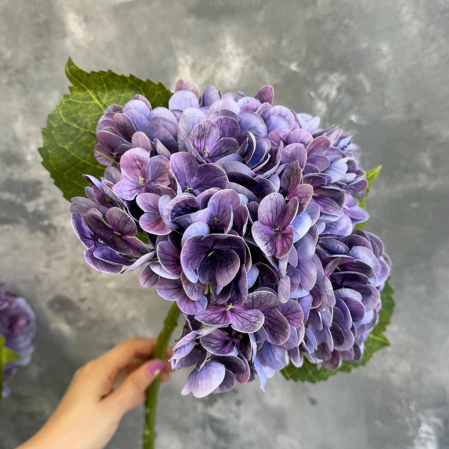 Gradient grape purple real touch hydrangea stem