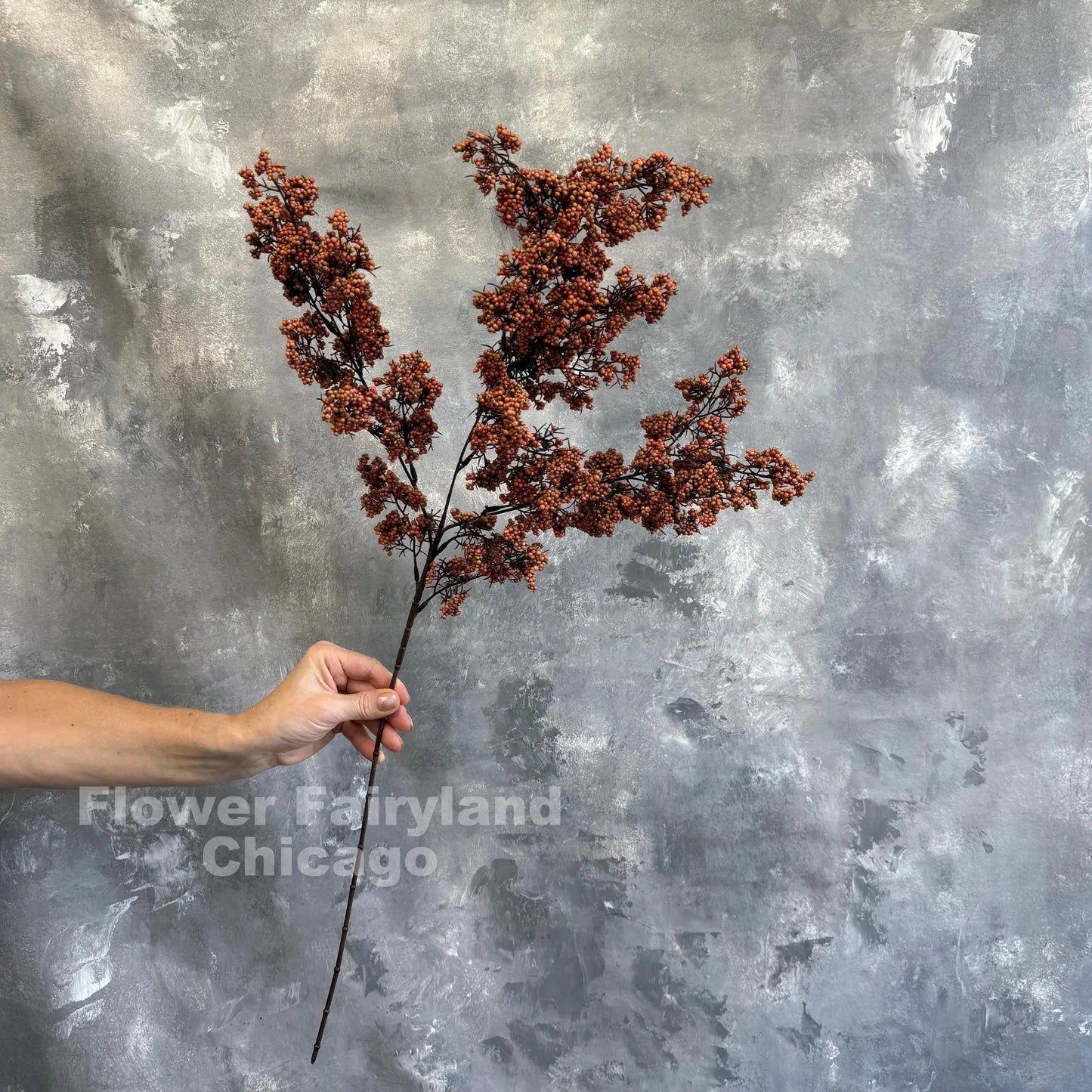 31" Faux Mini Berries Long Branch - Orange