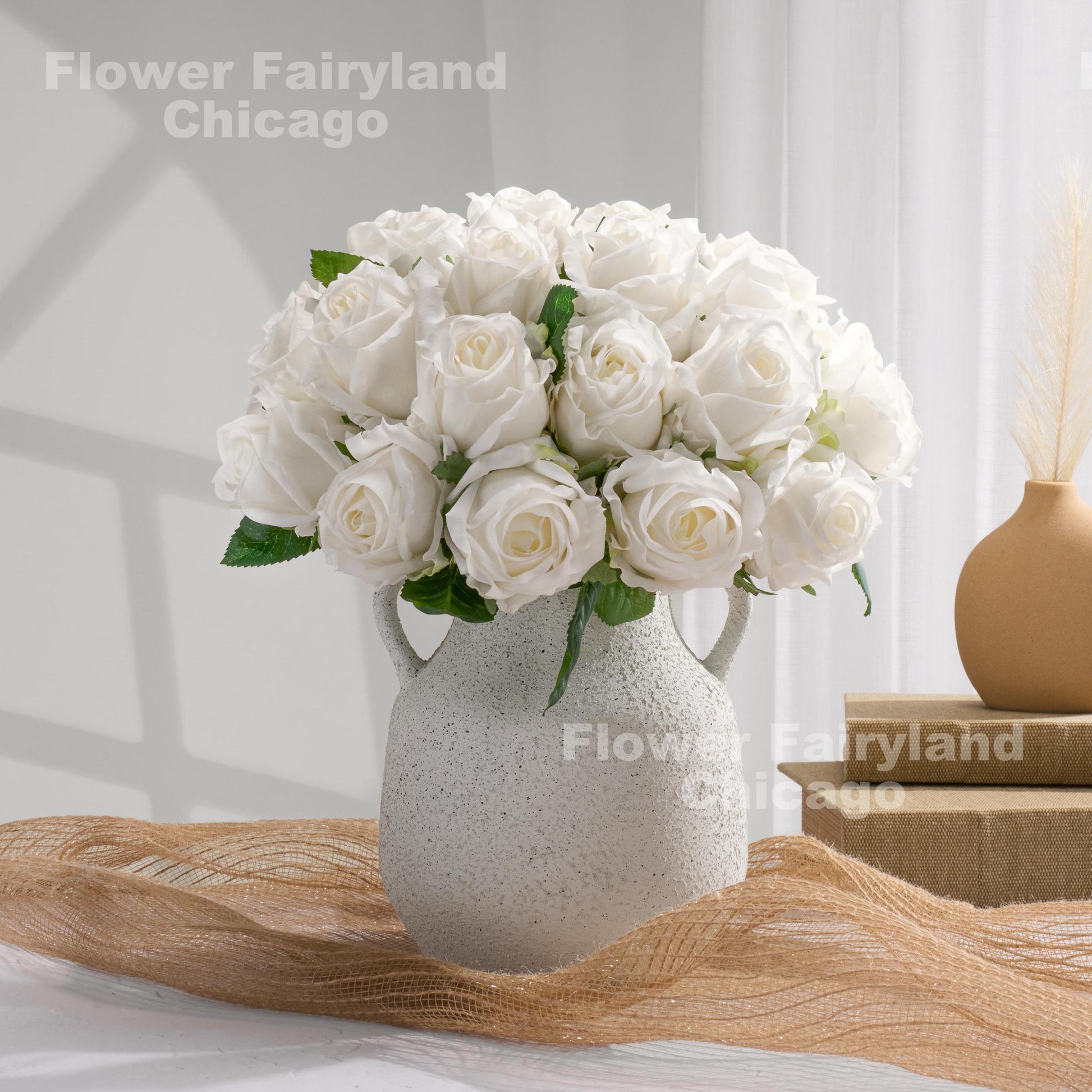 White rose bouquet styled in vase
