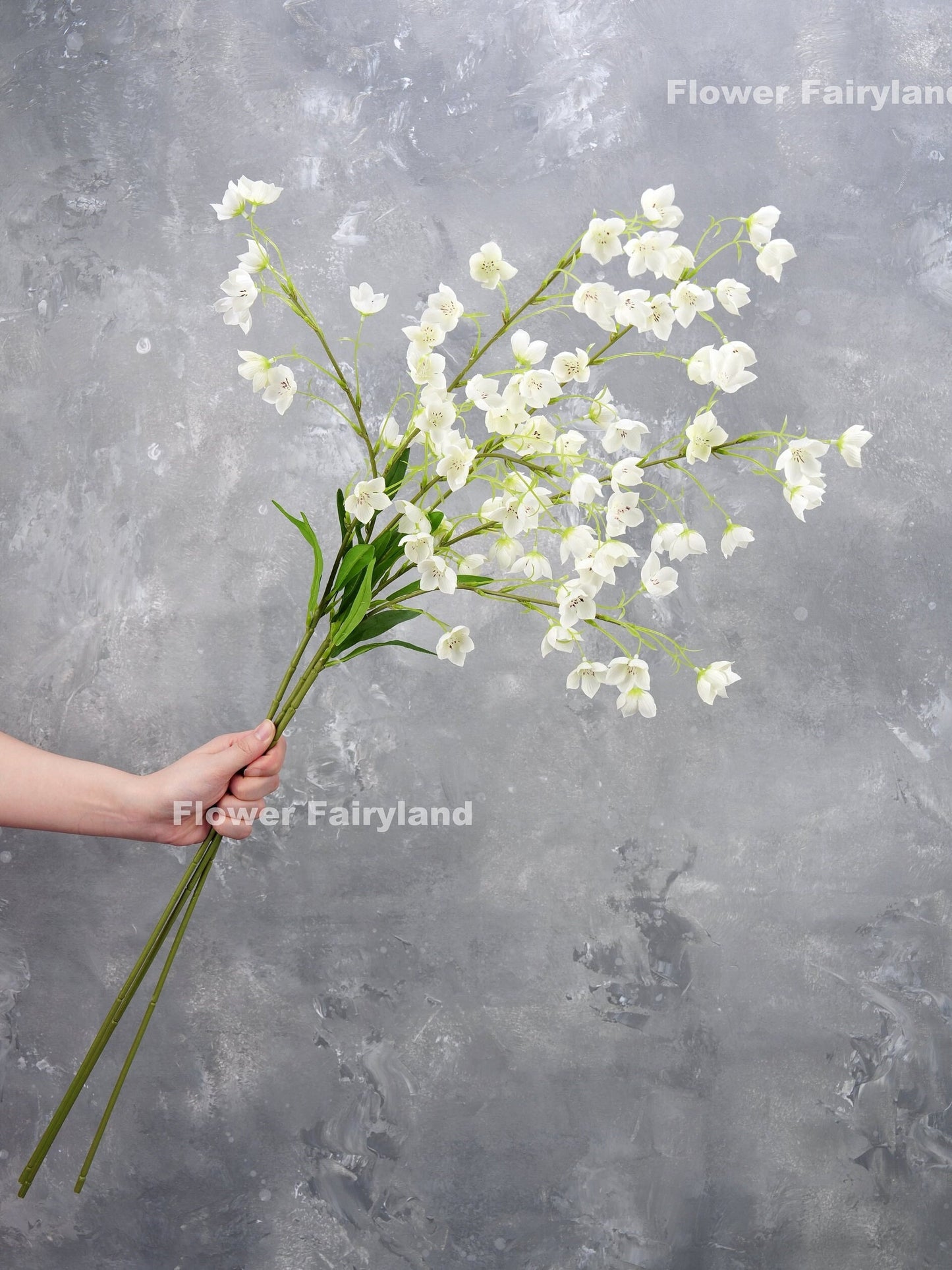 White faux Enkianthus stem full view