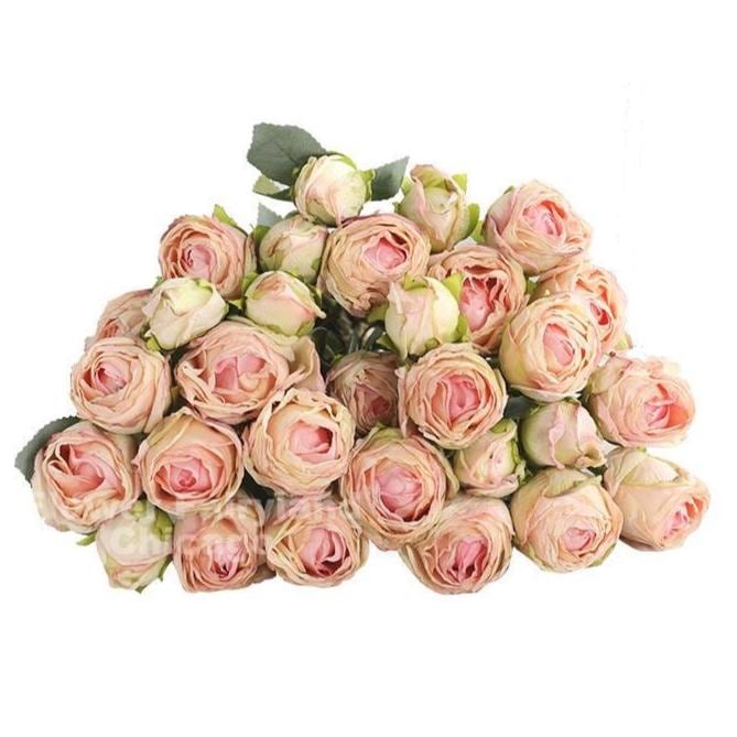 Light pink dried look rose bouquet long stem