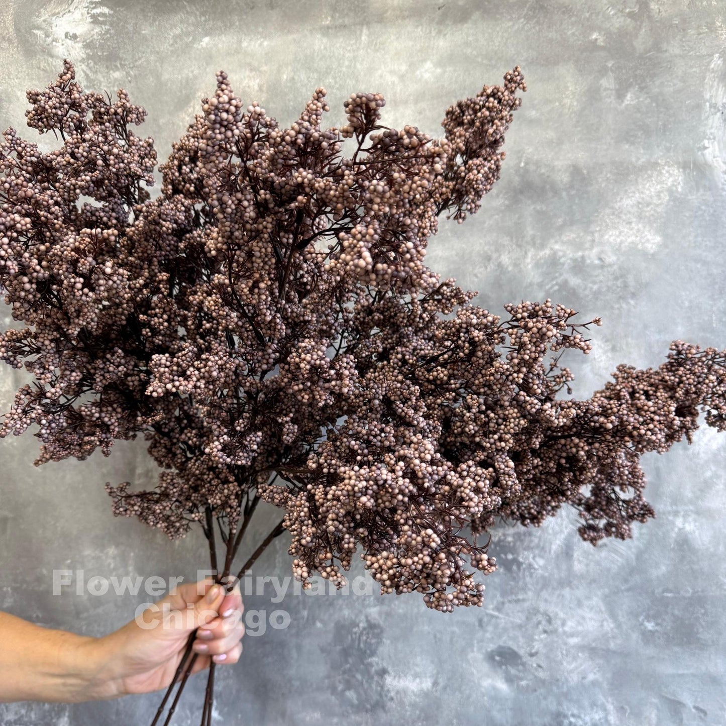 31" Faux Mini Berries Long Branch - Purplish Brown