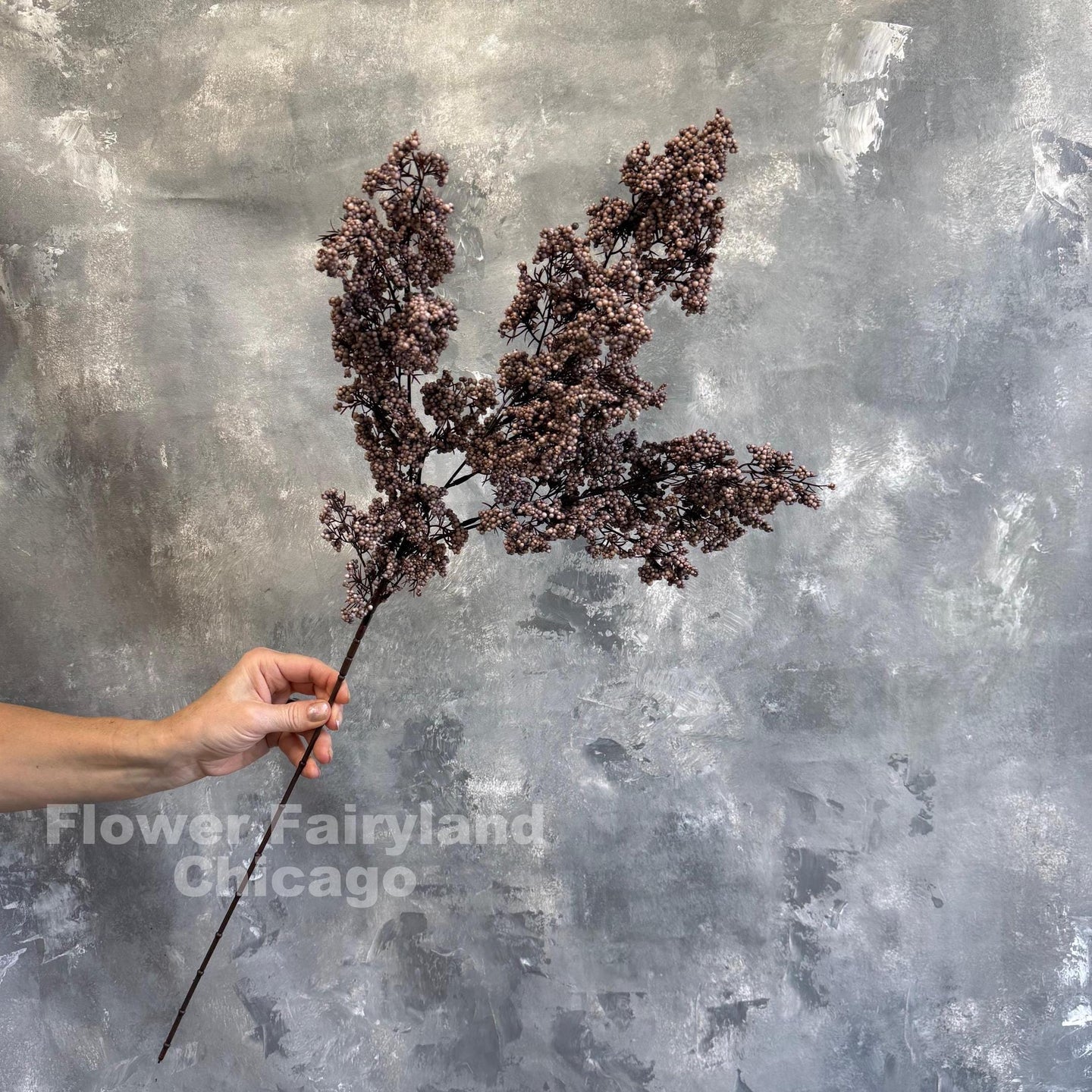 Faux Mini Berries Long Branch – Purplish Brown