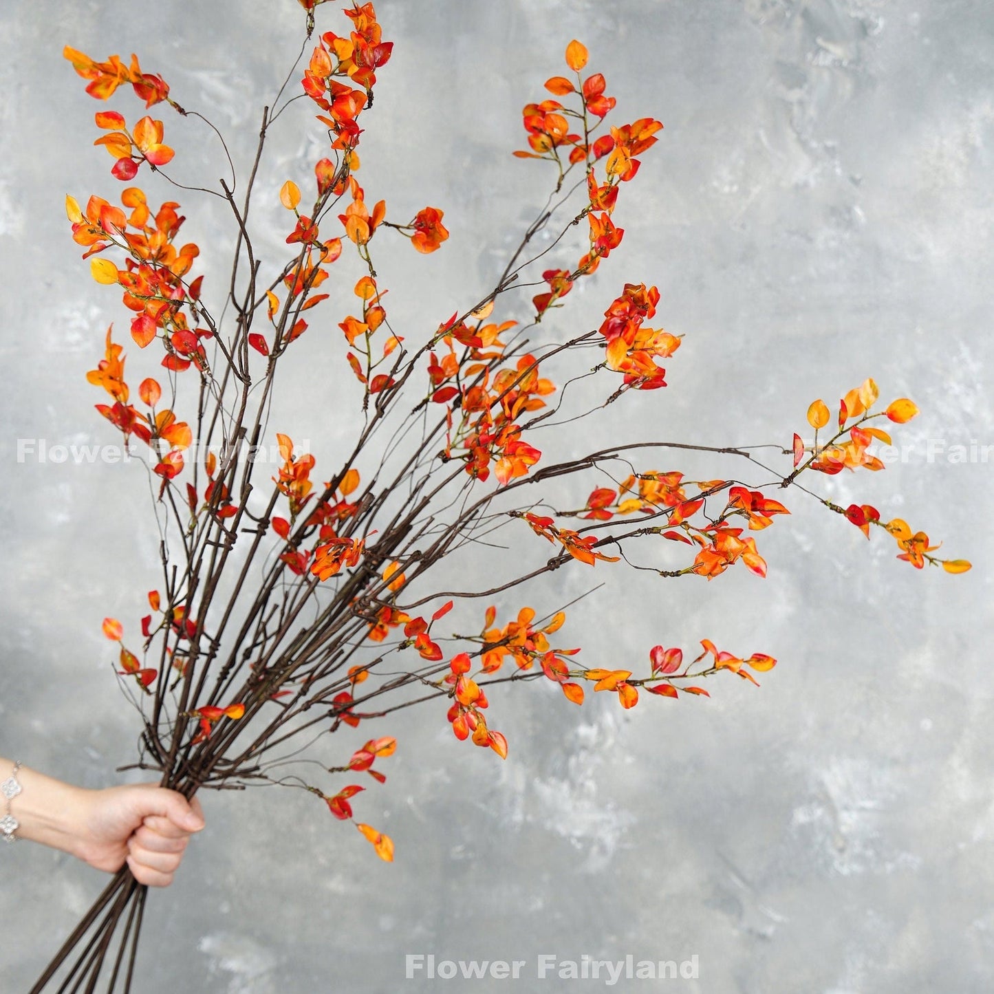 39 inch decorative leaf branch orange square cover