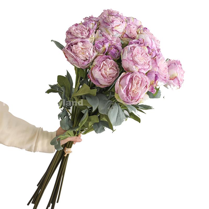 Light purple dried look peony and rose bouquet detail