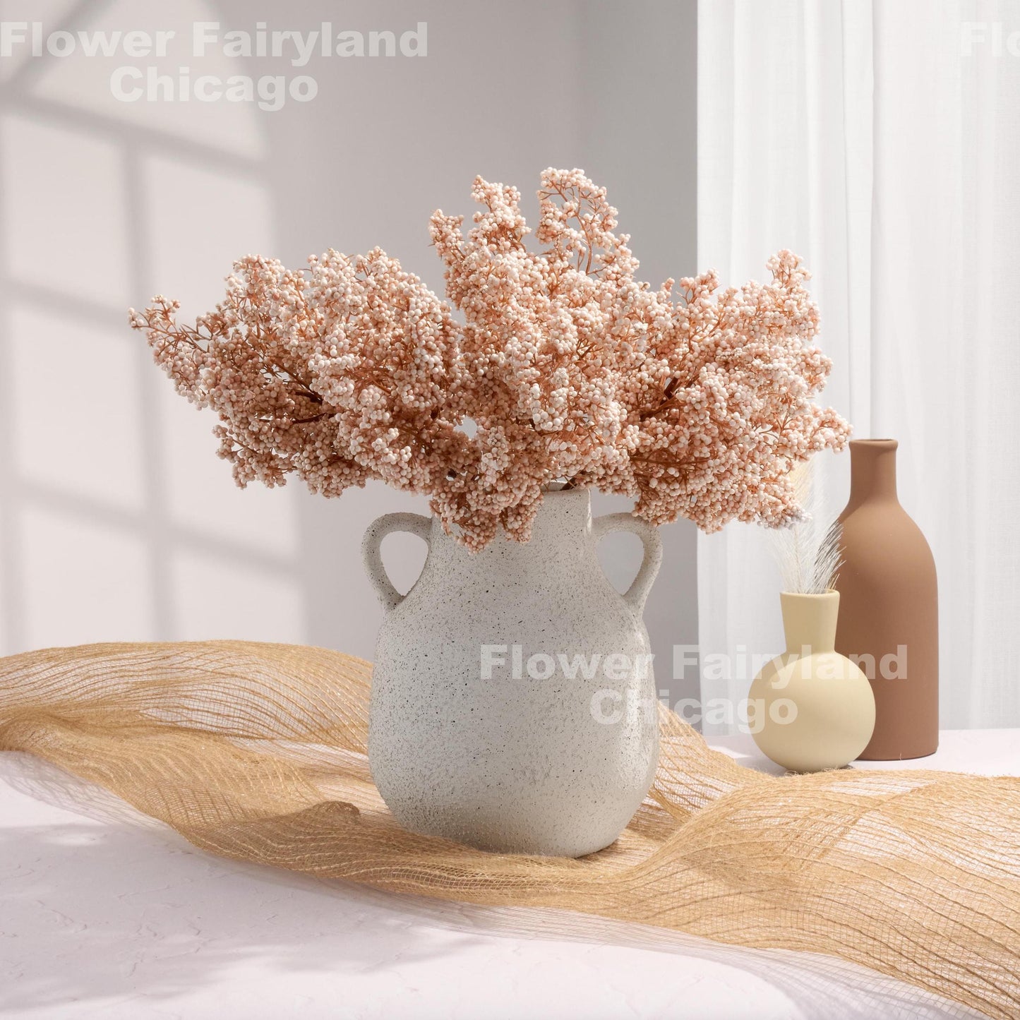 Pale pink mini berries detail