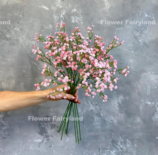 Pink faux baby's breath cluster