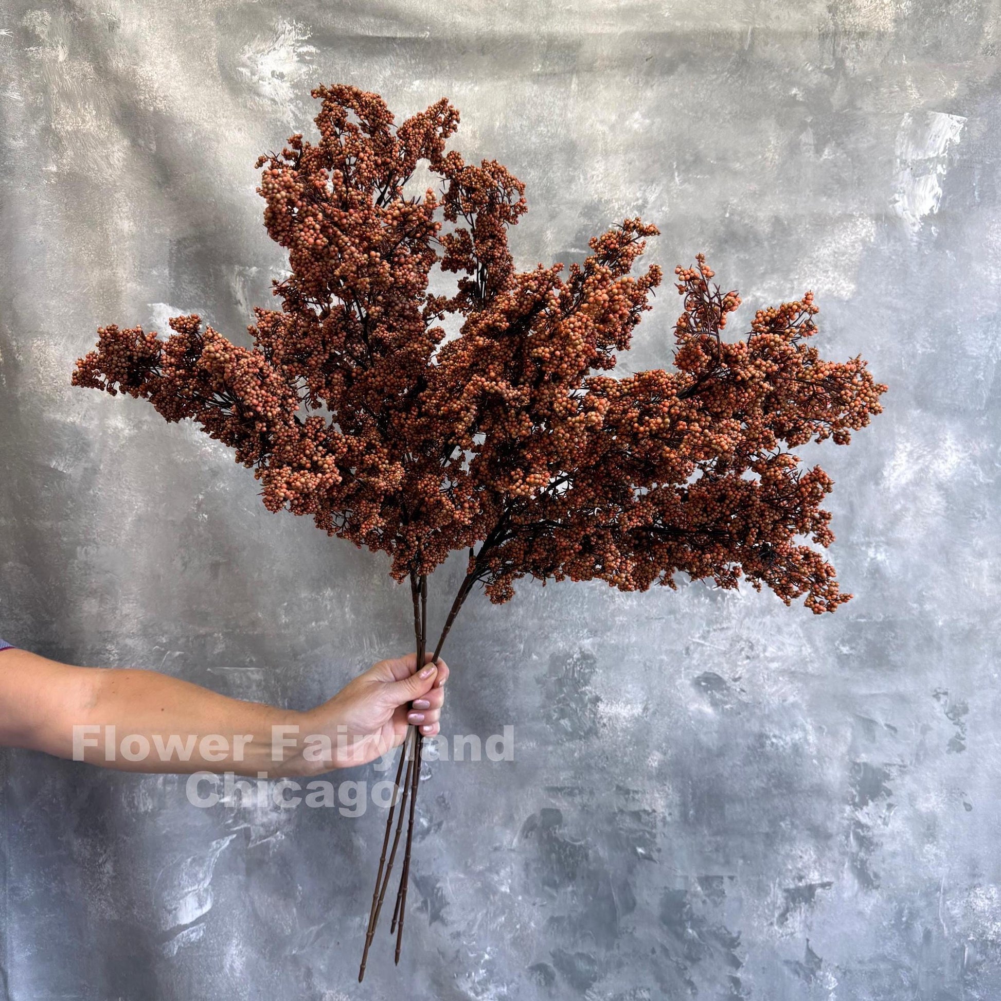 Orange faux mini berries stem