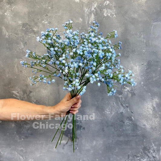 Faux baby's breath stem in light blue