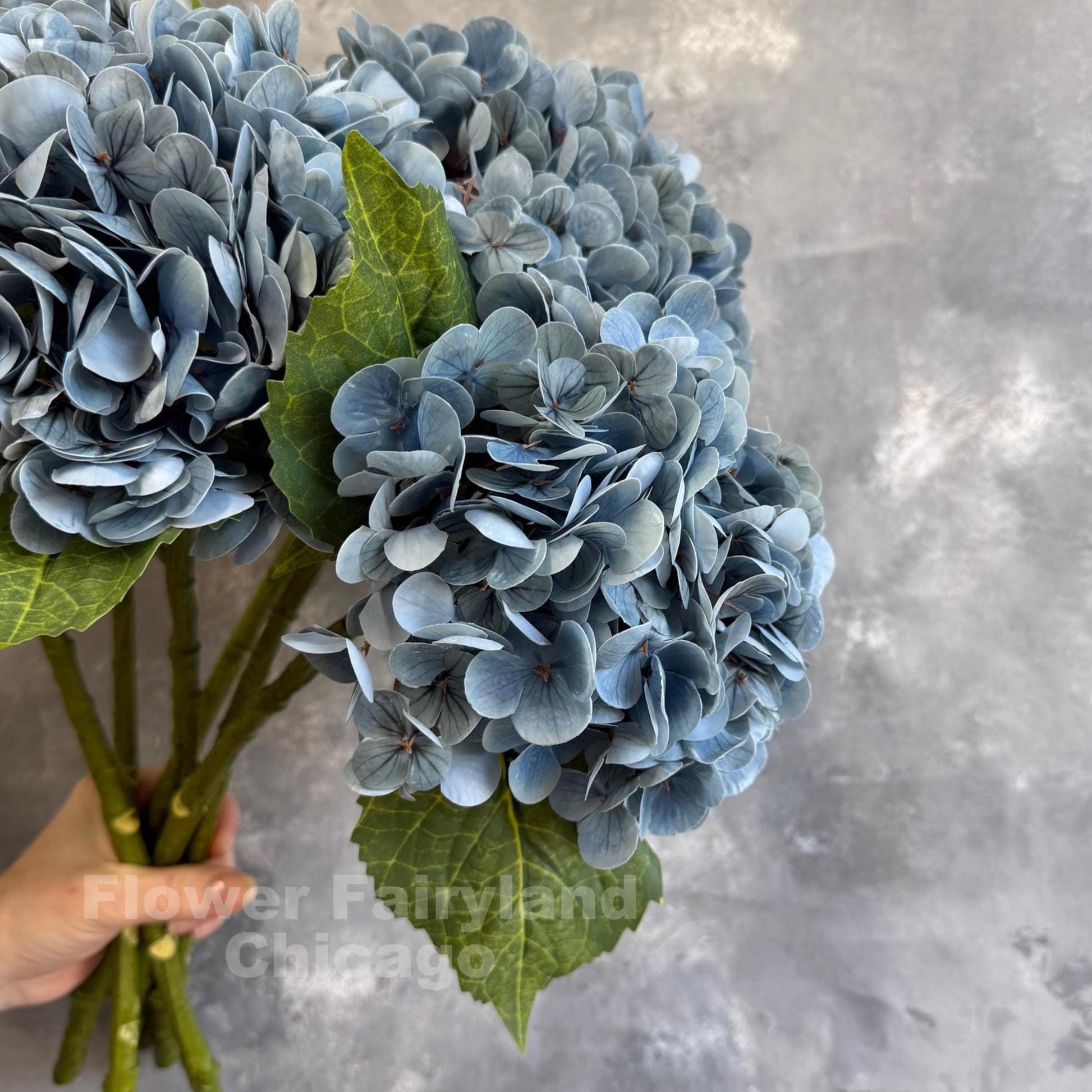 Dark dusty blue real touch hydrangea stem