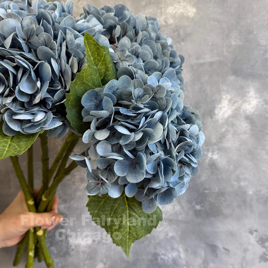 Dark dusty blue real touch hydrangea stem