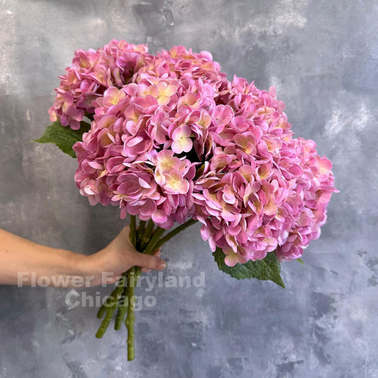 Yellowish pink real touch hydrangea stem