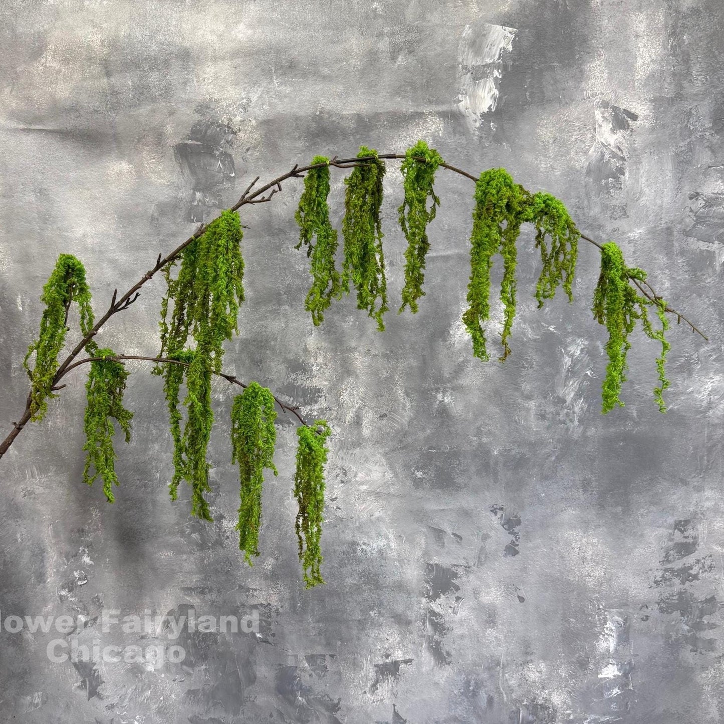 Faux weeping moss branch styling