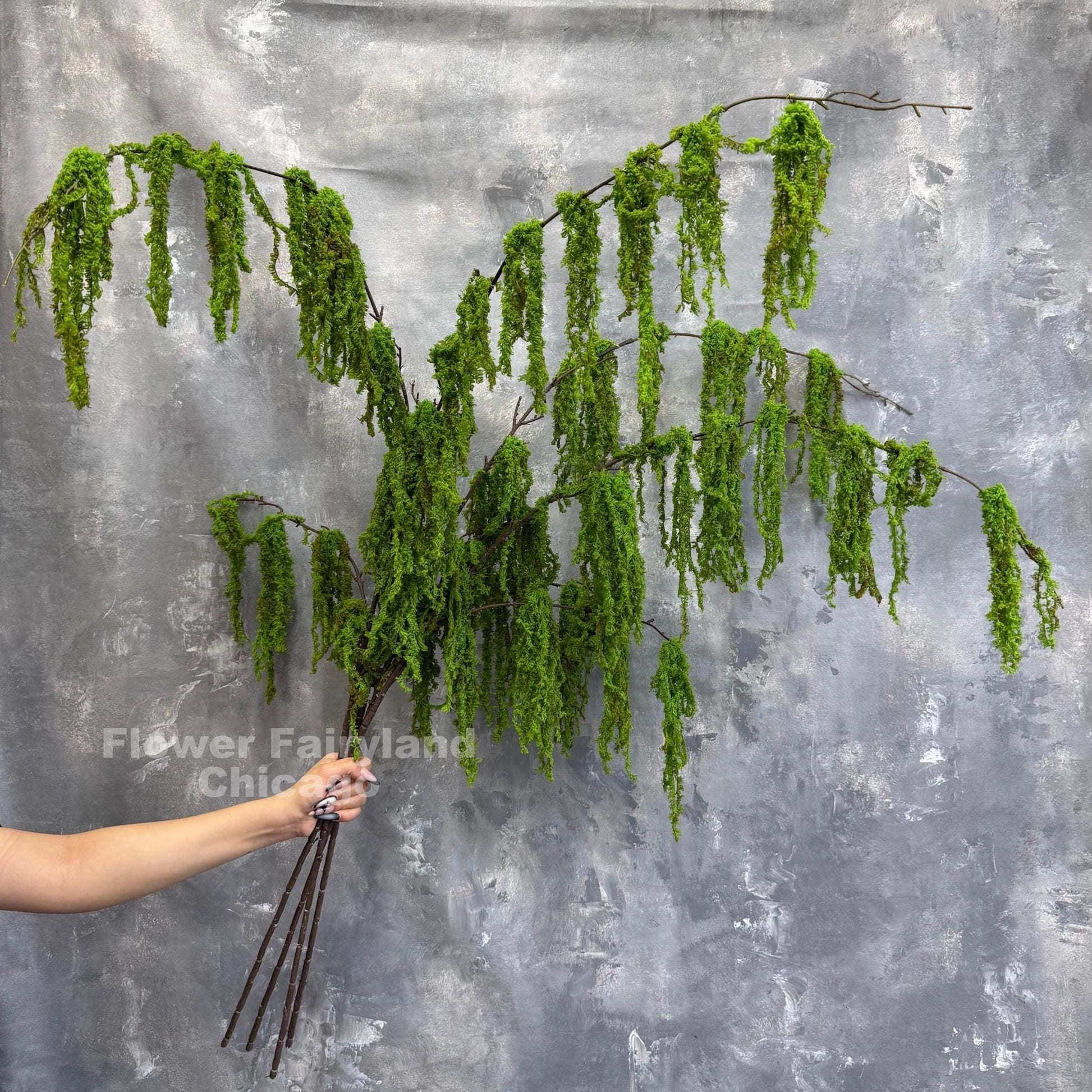 Faux weeping moss branch