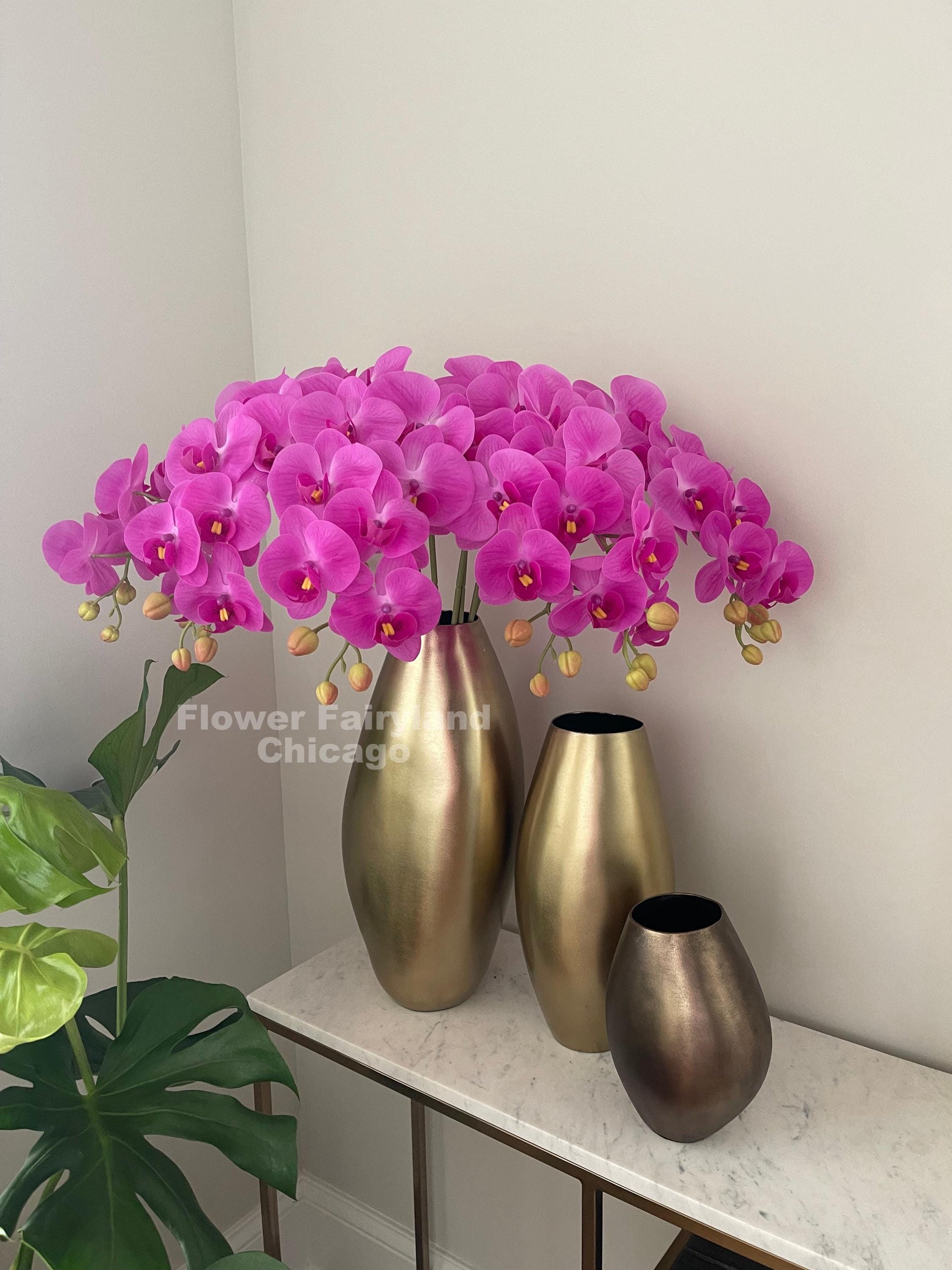 Fuchsia real touch 9 head orchid stem