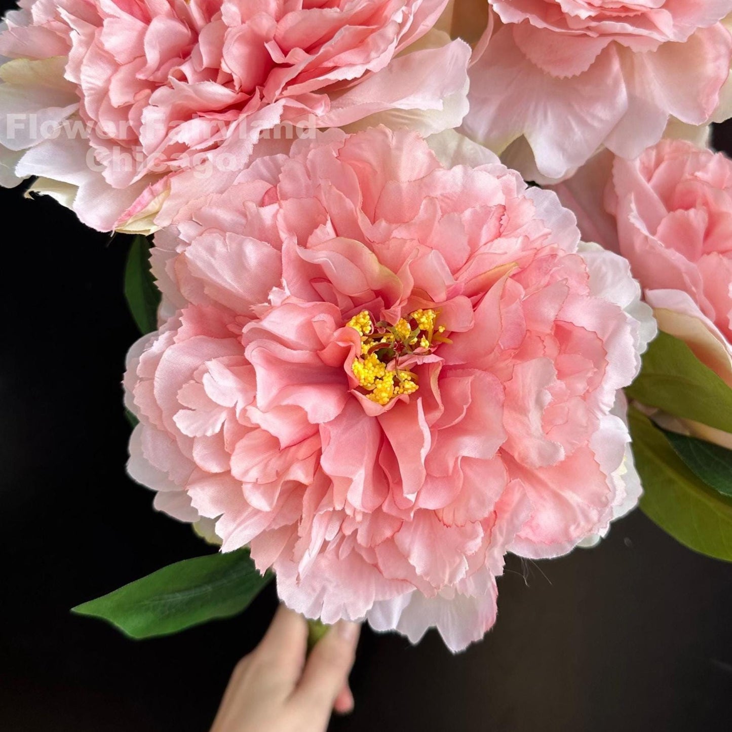 Faux huge peony stem in pink