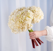 Load image into Gallery viewer, 3 Stems Dried Look Faux Hydrangea Bundle - White
