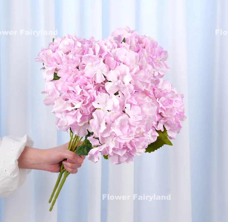 5 Heads Hydrangea Bouquet - Light Pinkish Purple