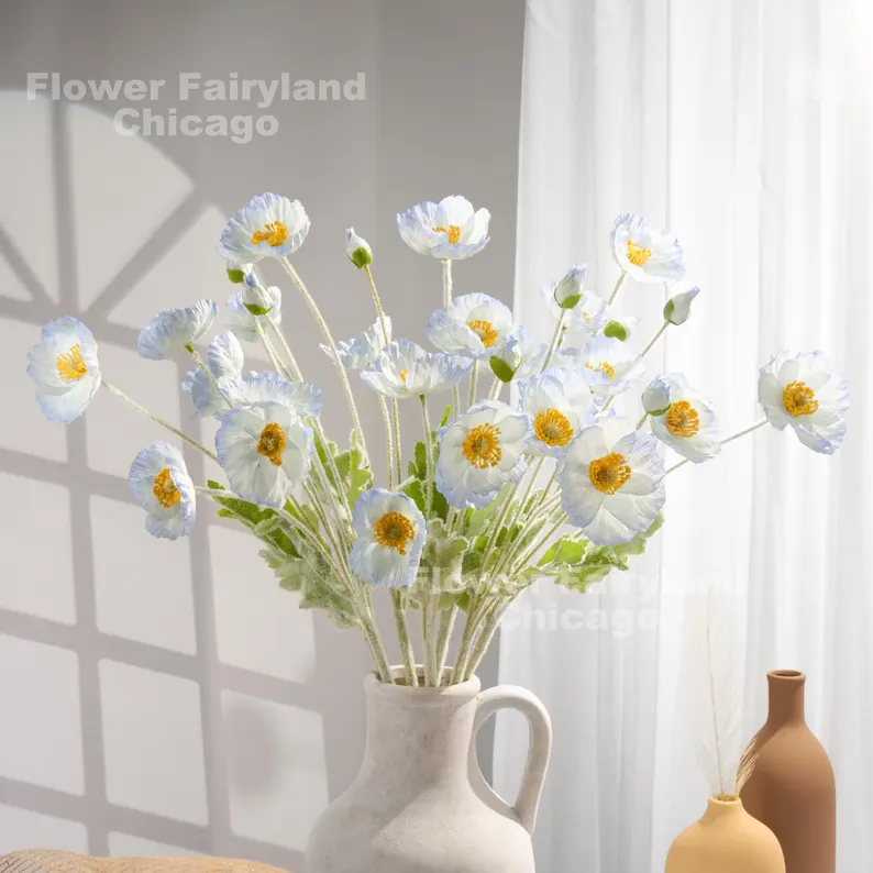 Faux Poppy - Ice Blue