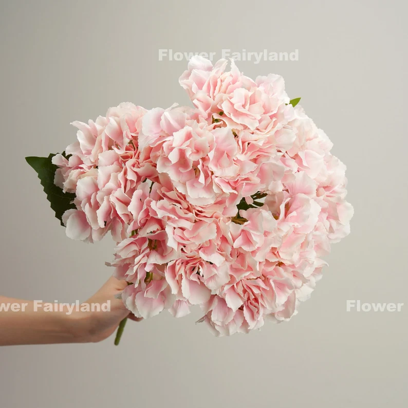 5 Heads Hydrangea Bouquet - Pink Center