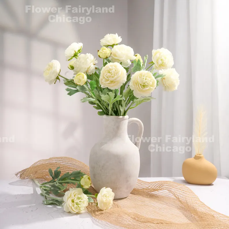 Faux Ranunculus - White