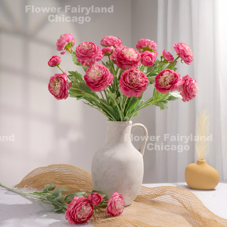 Faux Ranunculus - Deep Pink