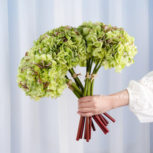 Load image into Gallery viewer, 3 Stems Dried Look Faux Hydrangea Bundle - Green
