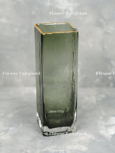 Load image into Gallery viewer, Green Transparent Smoke Glass with Golden Edge Vase
