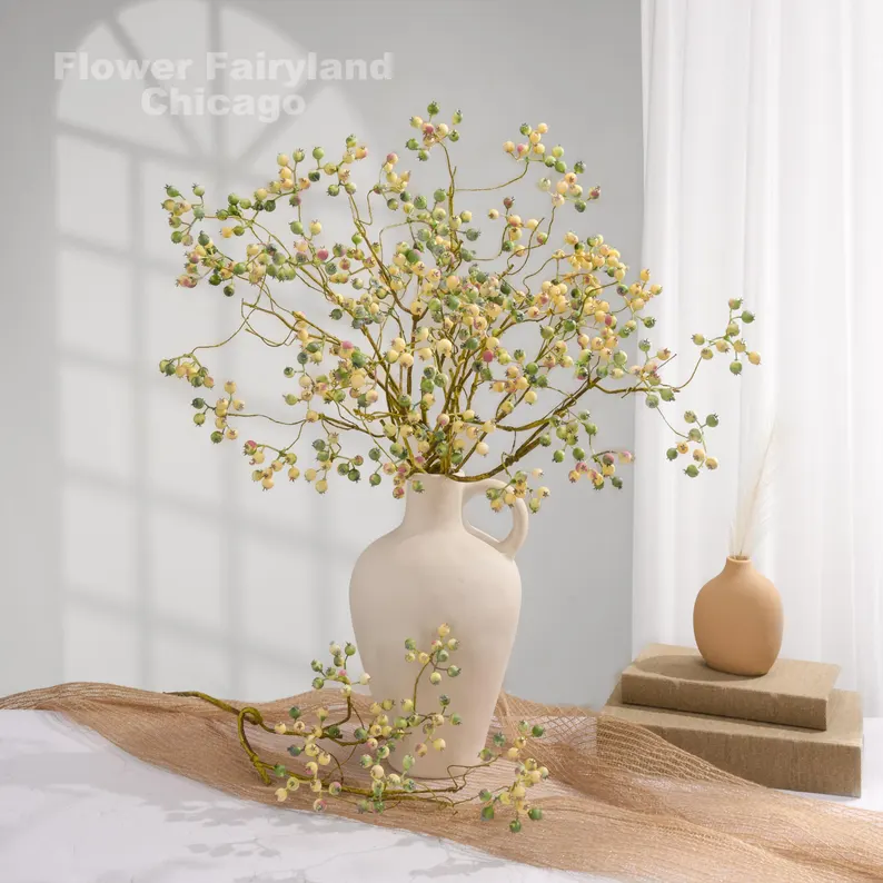 Faux Berry Branch - Pinkish Green