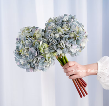 Load image into Gallery viewer, 3 Stems Dried Look Faux Hydrangea Bundle - Blue
