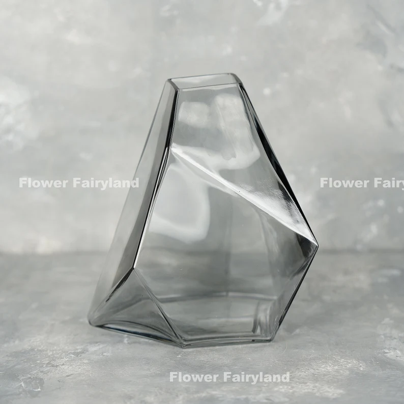 Gray Transparent Glass Vase