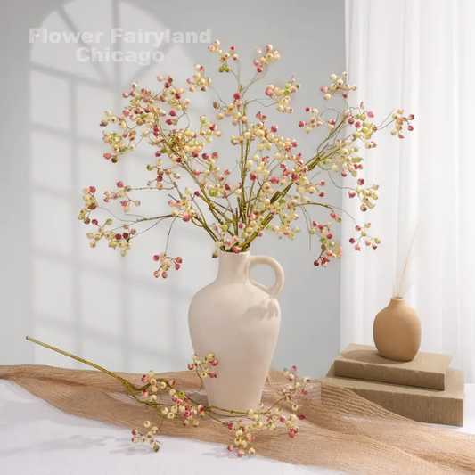 Faux Berry Branch - Greenish Red