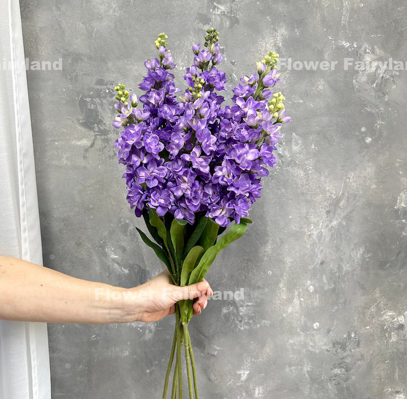 Faux Brompton Stock Bouquet - Dark Lavender Purple