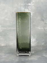 Load image into Gallery viewer, Green Transparent Smoke Glass with Golden Edge Vase
