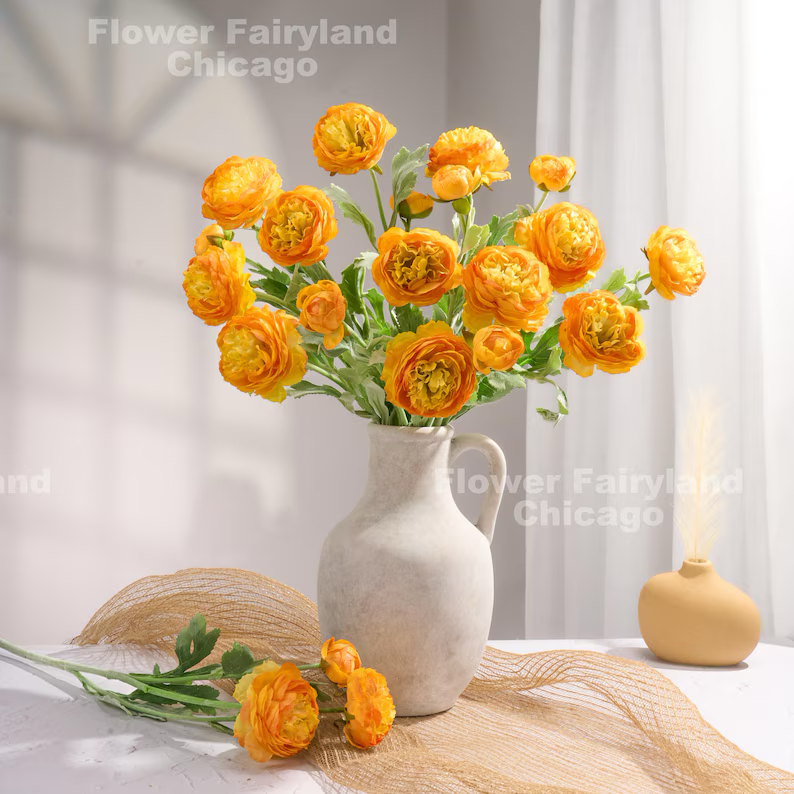 Faux Ranunculus - Light Orange