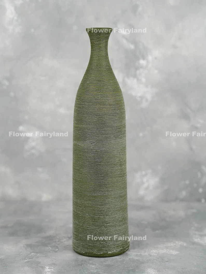 Green Ceramic Tall Vase