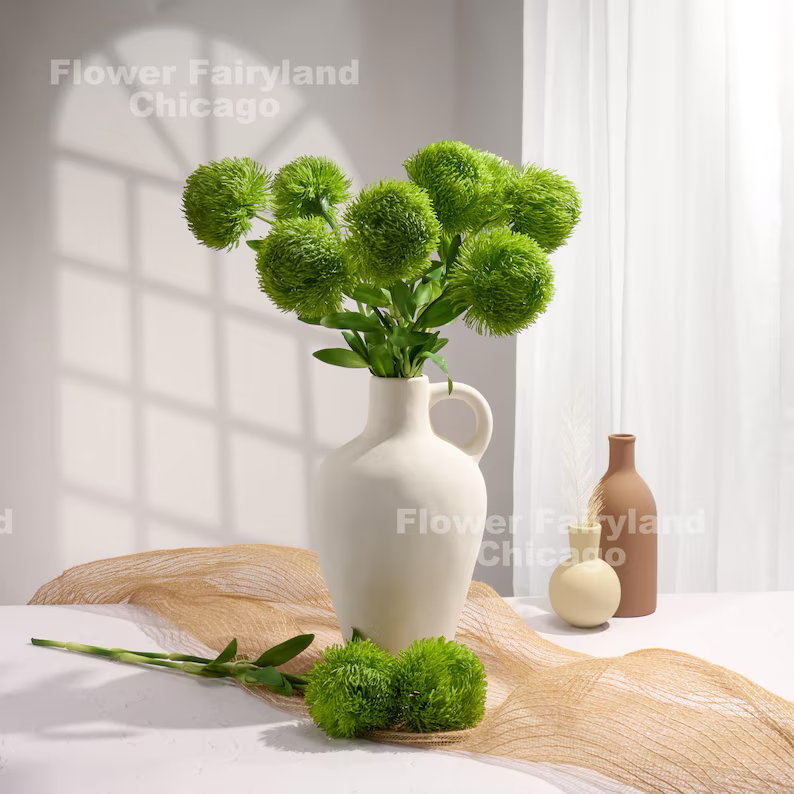 Real Touch Dianthus Green Ball Stem - Light Green