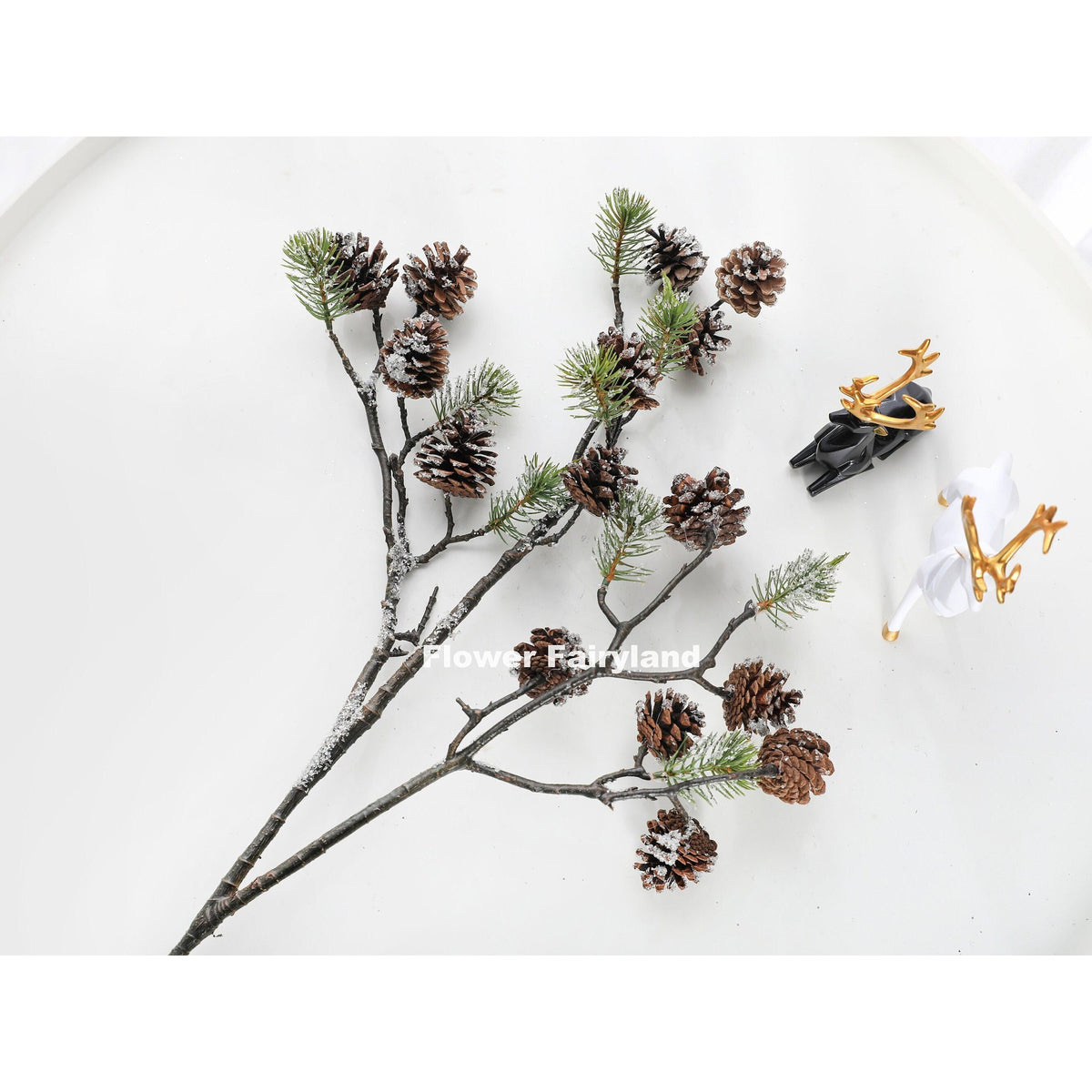 Faux Pine Cone Branch