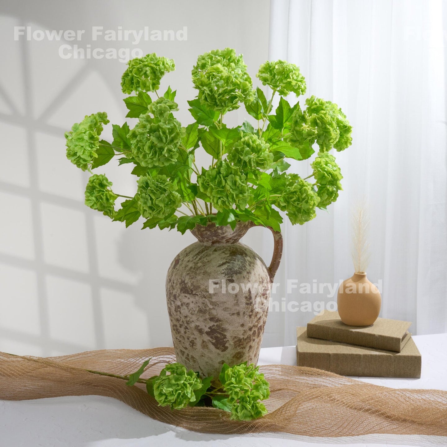 2 Heads Real Touch Snowball Stem  - Green