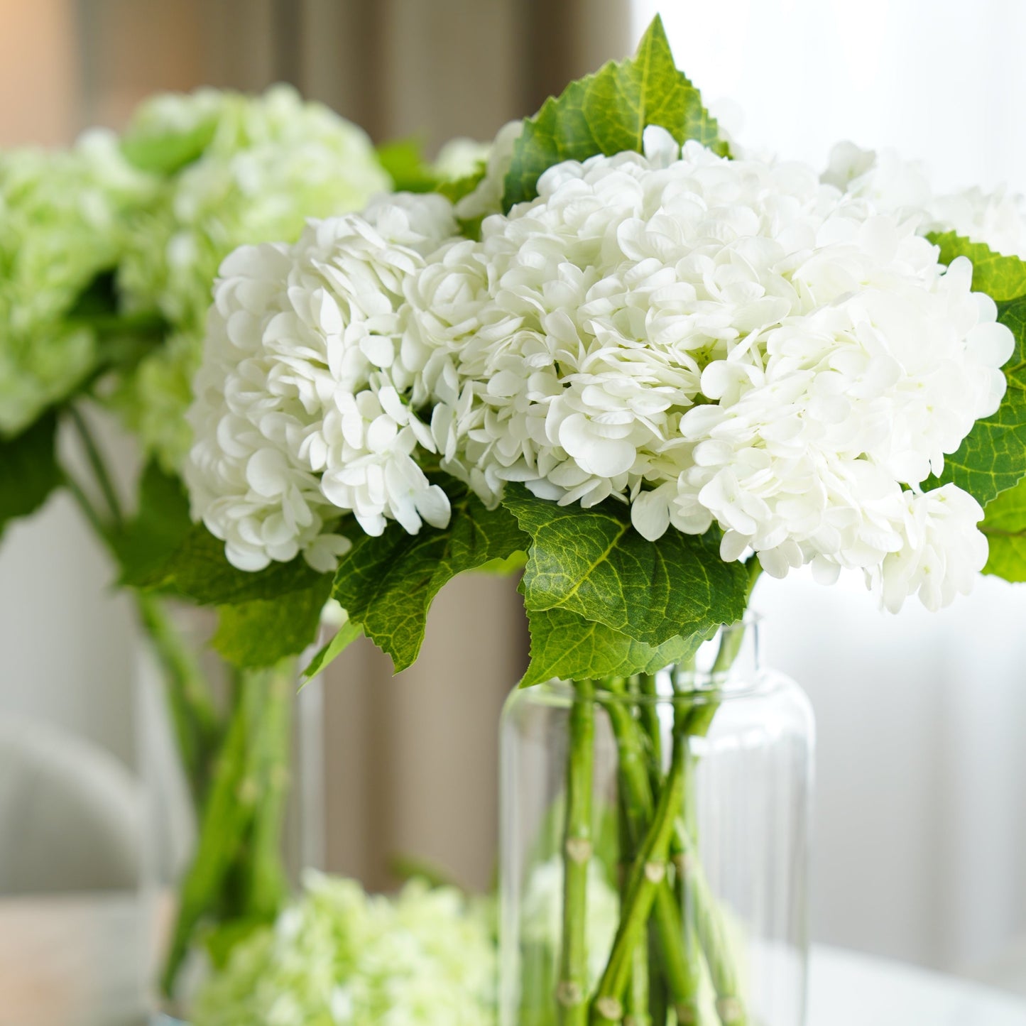 Real Touch Huge Hydrangea Stem - White