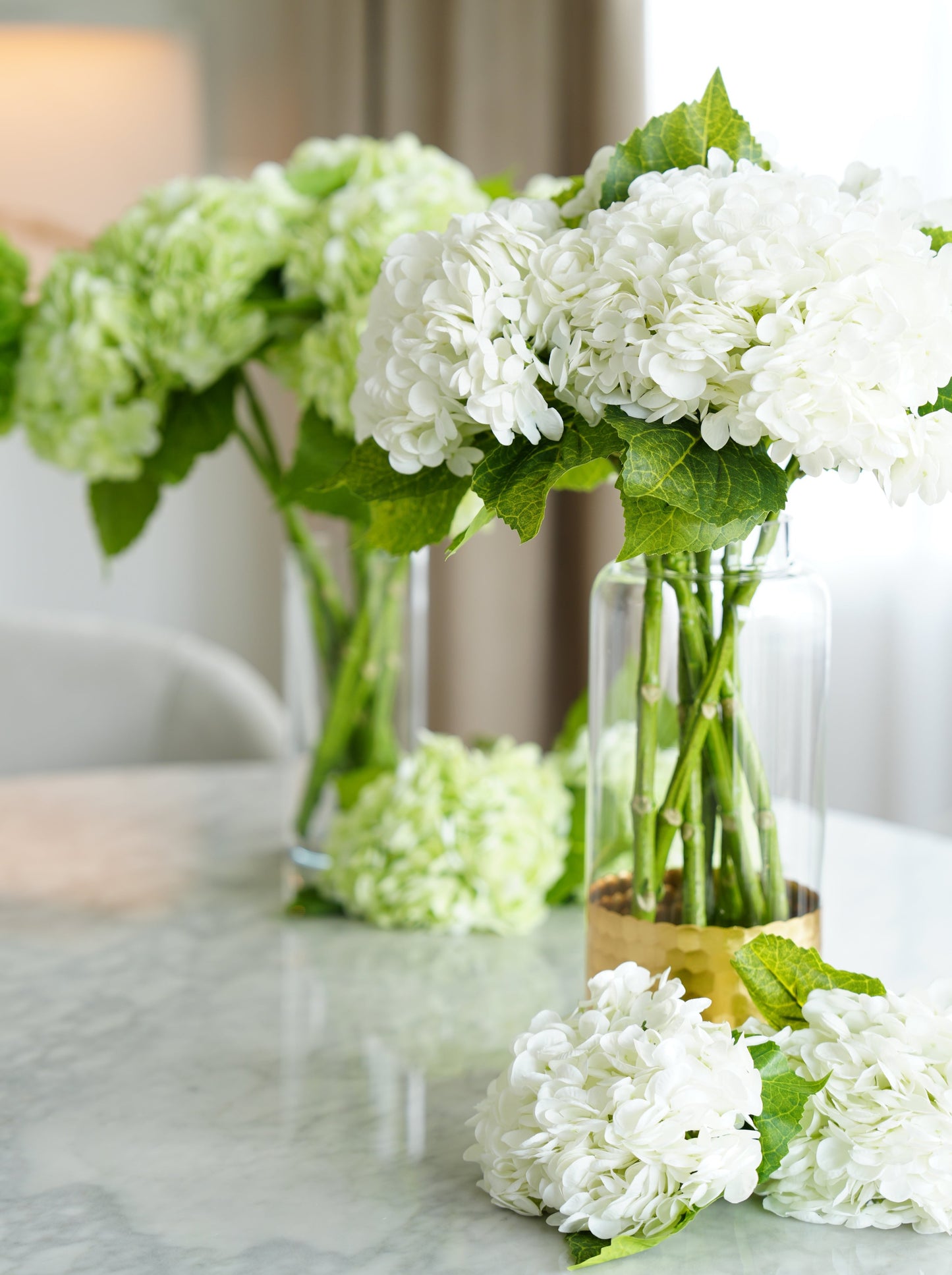 Real Touch Huge Hydrangea Stem - White