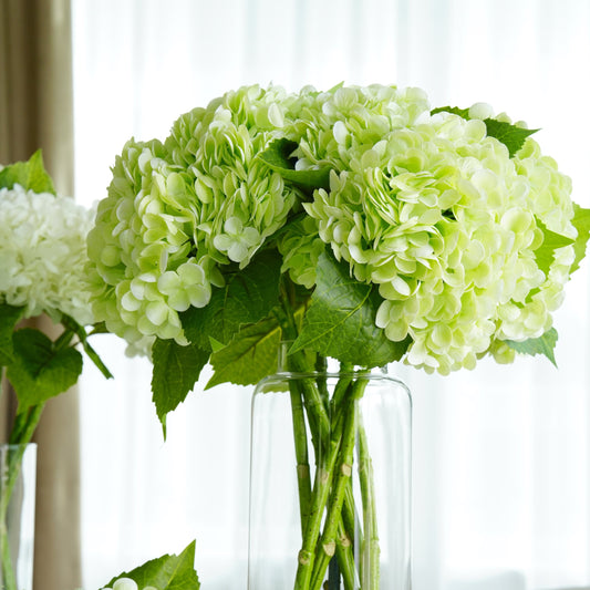 Real Touch Huge Hydrangea Stem - Pale Green