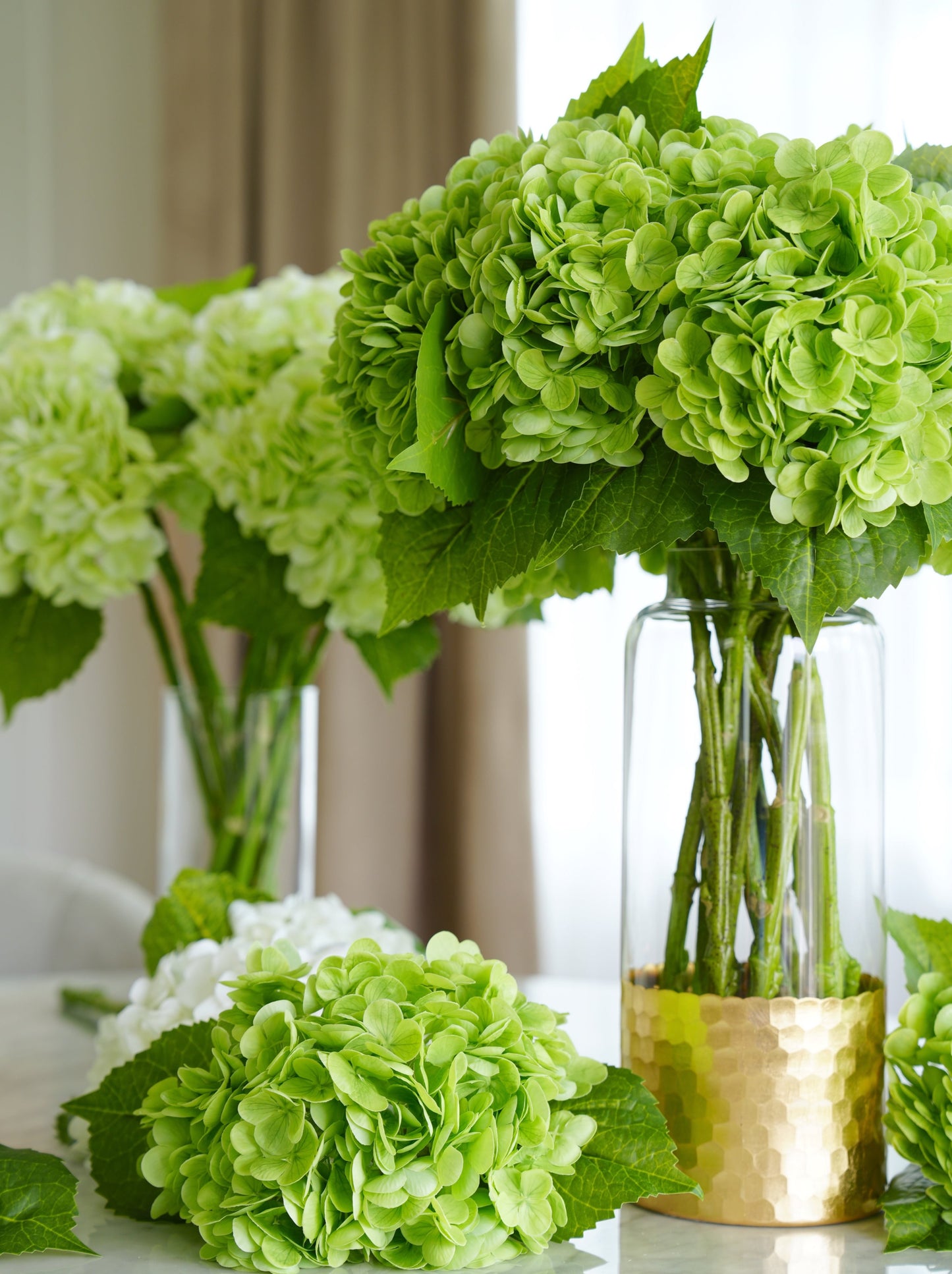 Real Touch Huge Hydrangea Stem - Green