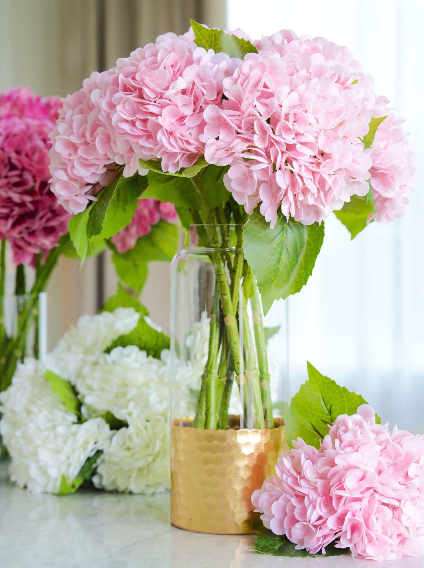 Real Touch Huge Hydrangea Stem - Light Pink