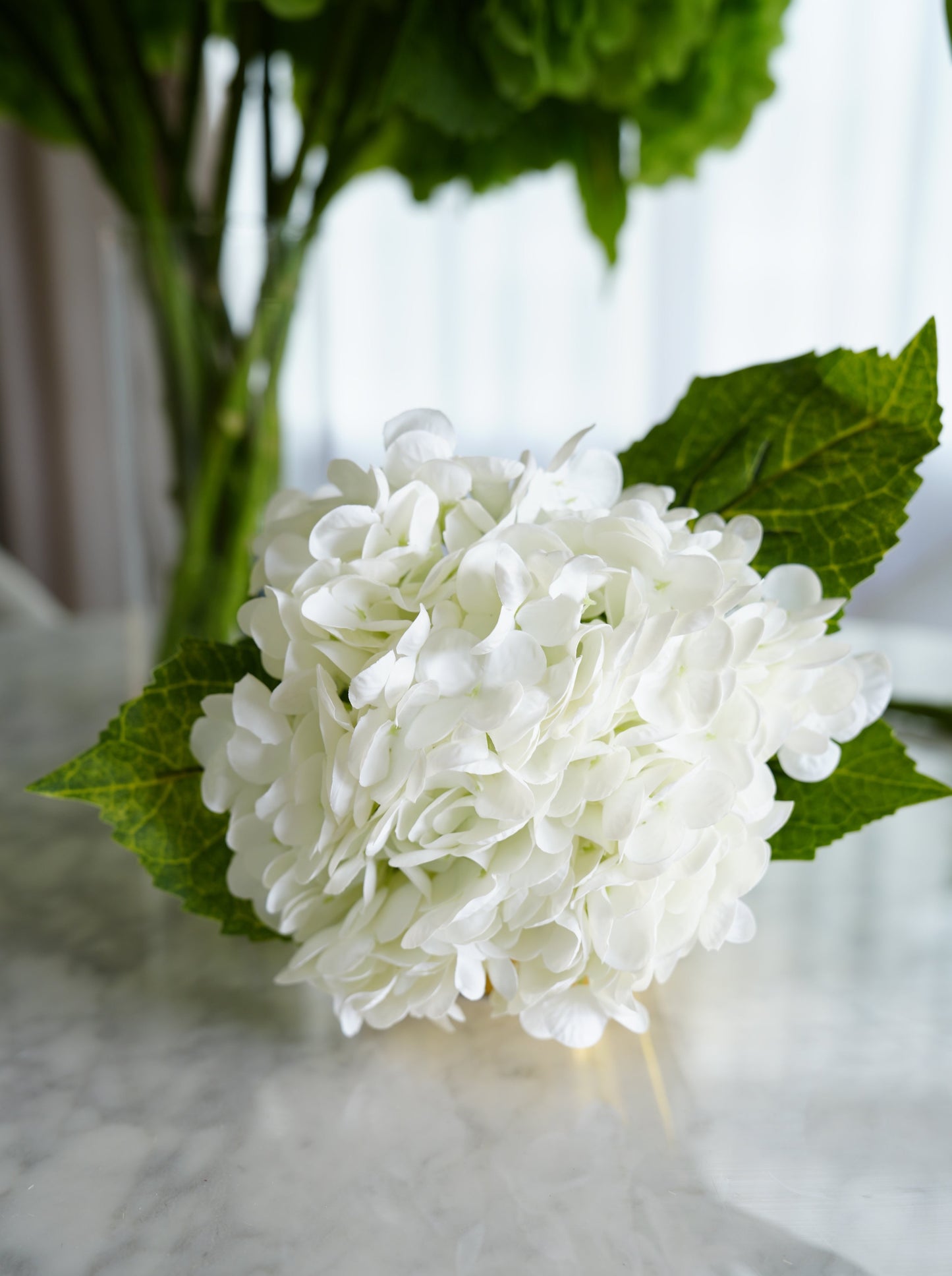 Real Touch Huge Hydrangea Stem - White
