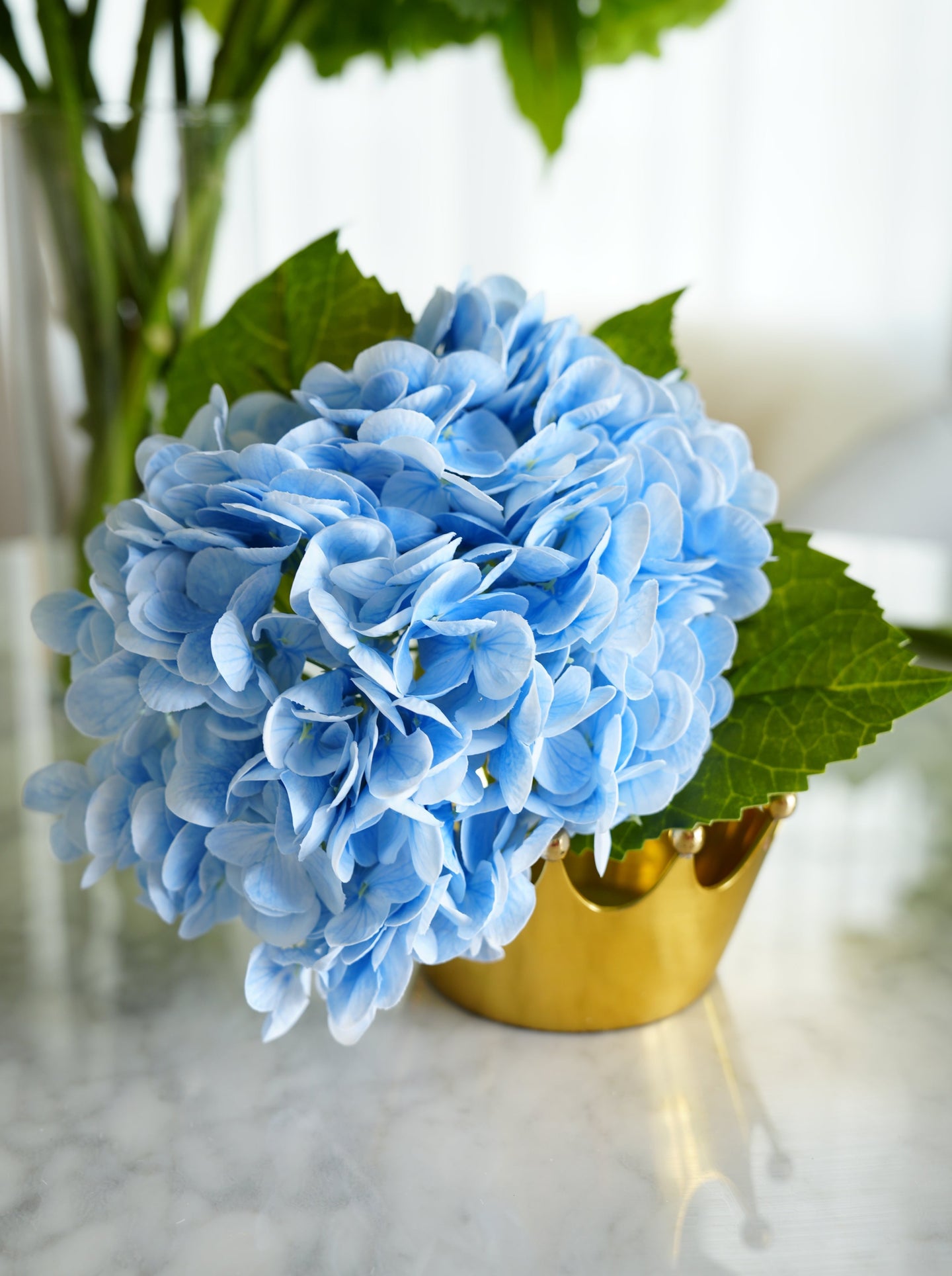 Real Touch Huge Faux Hydrangea Stem - Light Blue